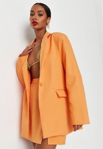 Neon Orange Co Ord Oversized Blazer | Missguided (US & CA)