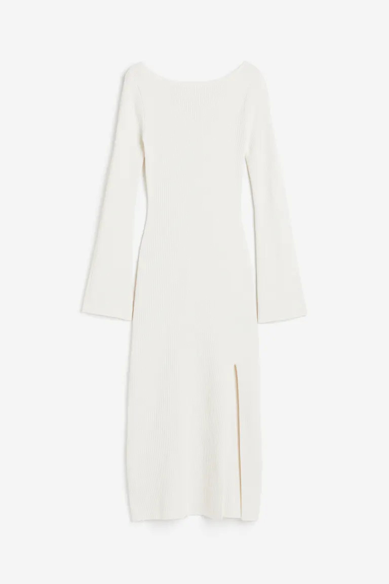 Bodycon-Kleid in Rippstrick - Langarm - Midi - Dunkelgrau - Ladies | H&M DE | H&M (DE, AT, CH, NL, FI)