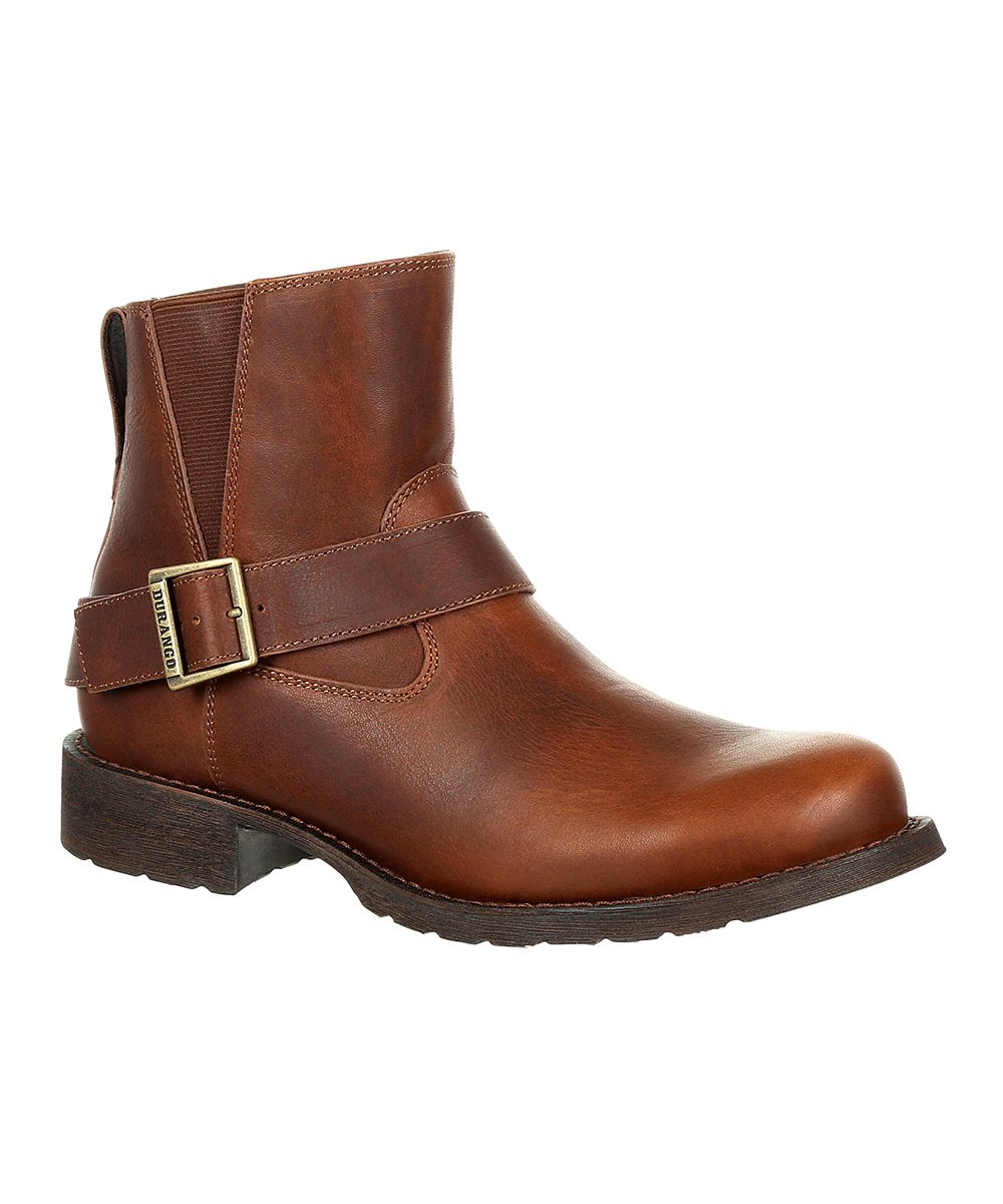 Brown Buckle Leather Ankle Boot - Women | zulily