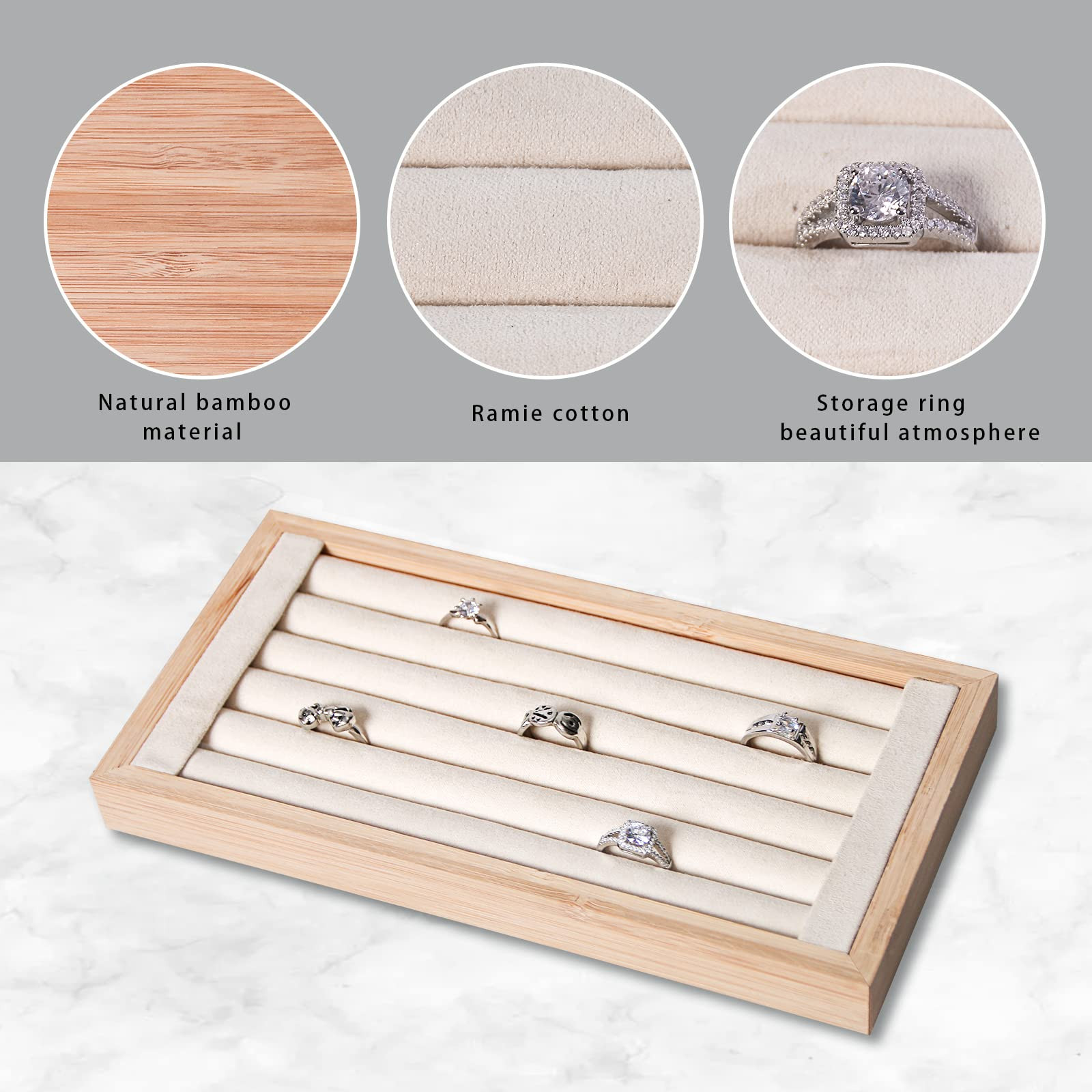 Bamboo Ring Holder,Ring Display Stand,Jewelry Organizer Stand for Rings Earrings Selling（Beige... | Amazon (US)