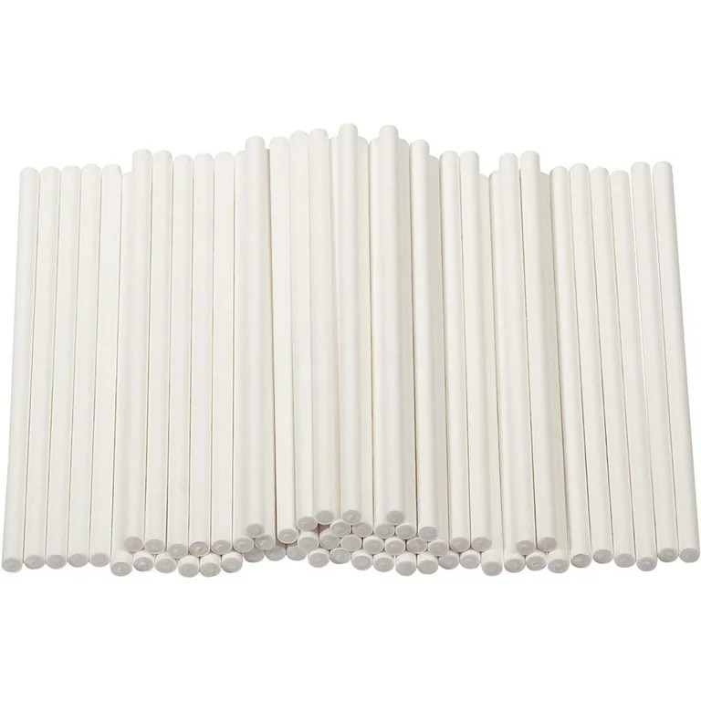 300 Pack Cake Pop Sticks 4 Inch Paper Treat Sticks for Lollipops, Candy Apples, Suckers (White) | Walmart (US)