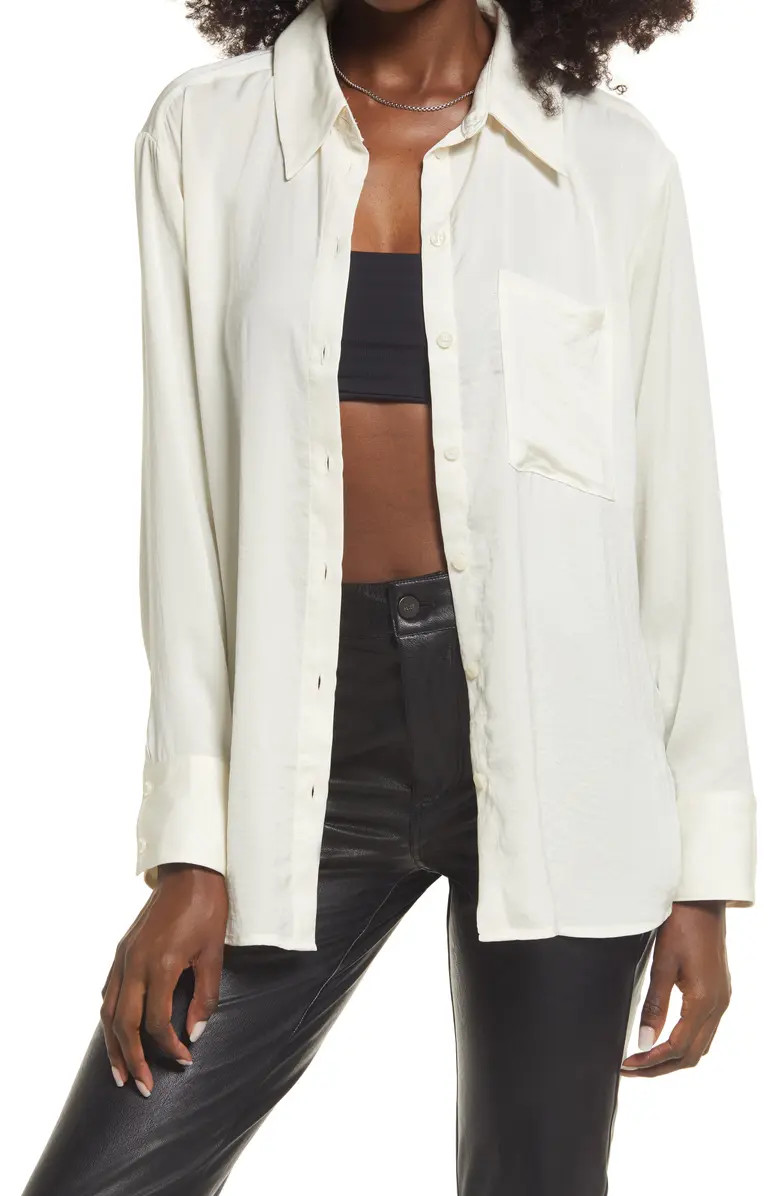 Open Edit Button-Up Satin Shirt | Nordstrom | Nordstrom