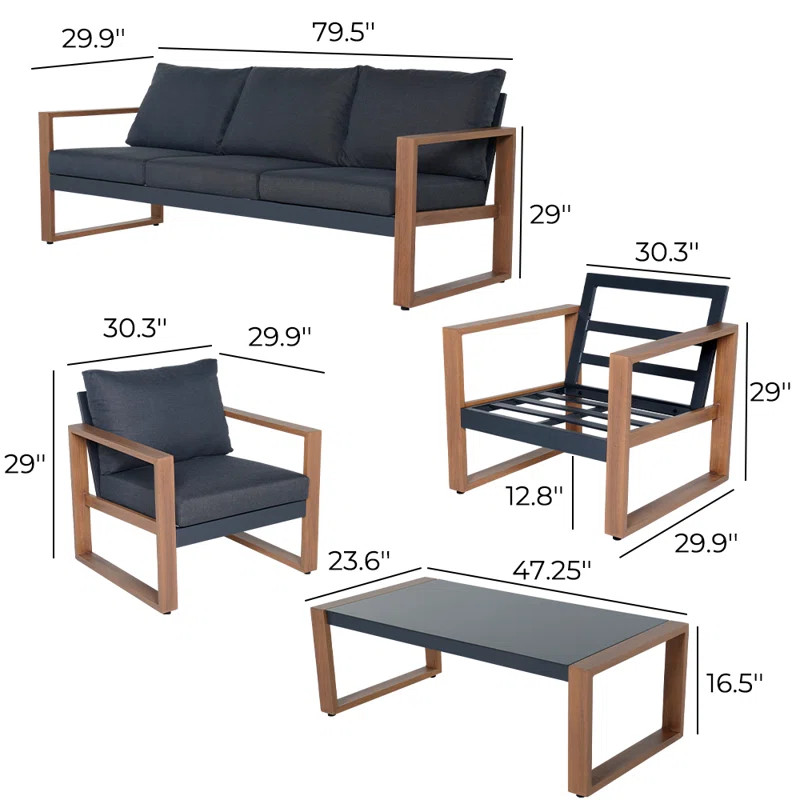 Arunas 5 - Person Outdoor Seating Group with Cushions | Wayfair North America