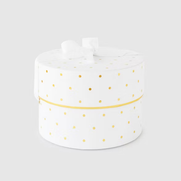 Small Round Swiss Dot Gift Box White/Gold - Sugar Paper™ | Target