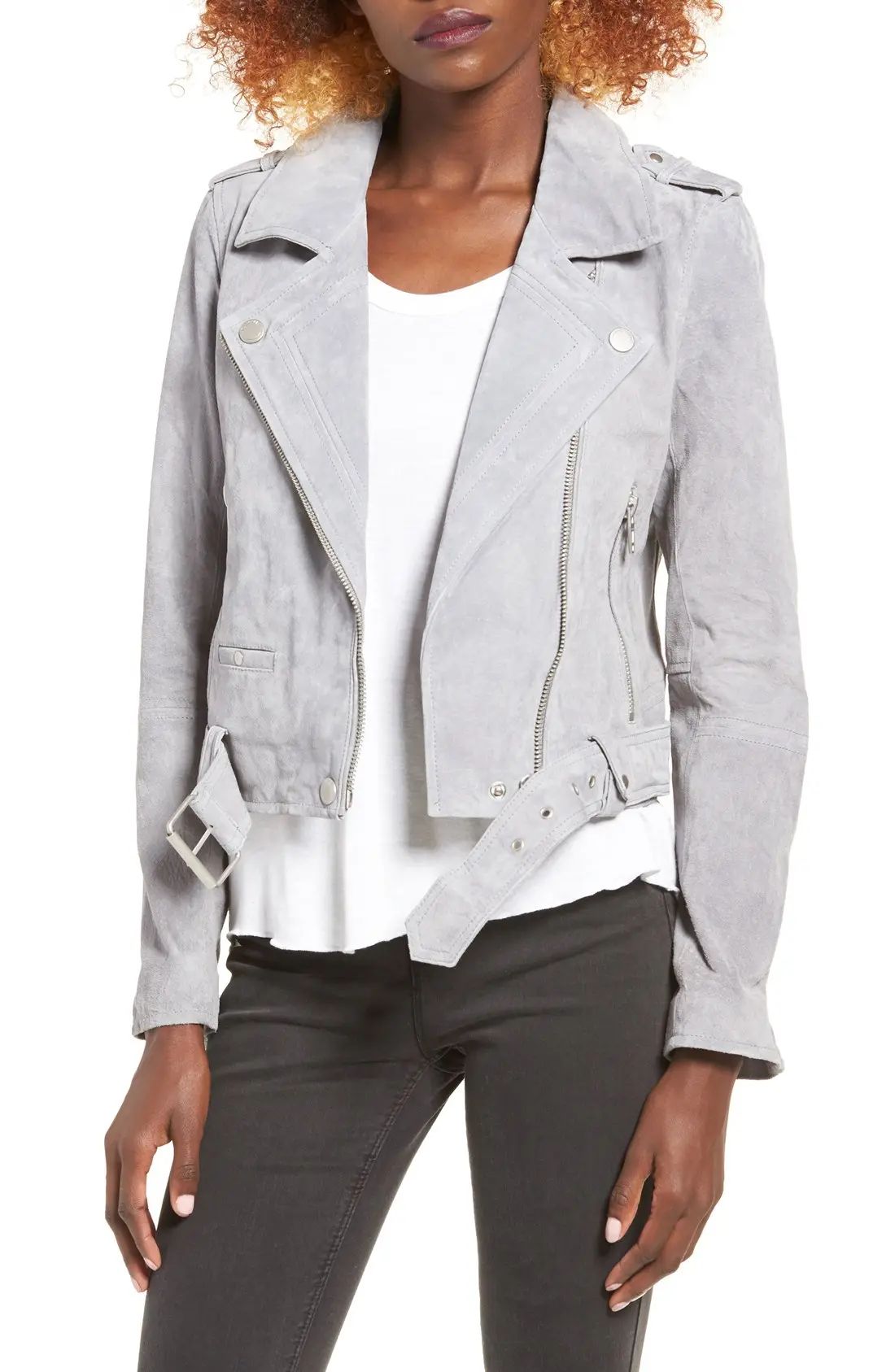 Women's Blanknyc Morning Suede Moto Jacket, Size Small - Grey | Nordstrom