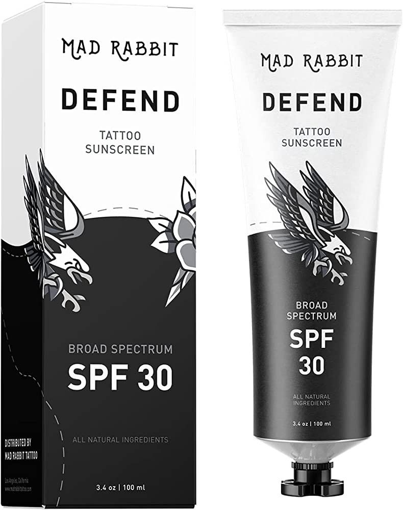 Mad Rabbit Defend Tattoo Sunscreen- SPF 30 100mL Tube- All-Natural Mineral Sunscreen Lotion - Tat... | Amazon (US)