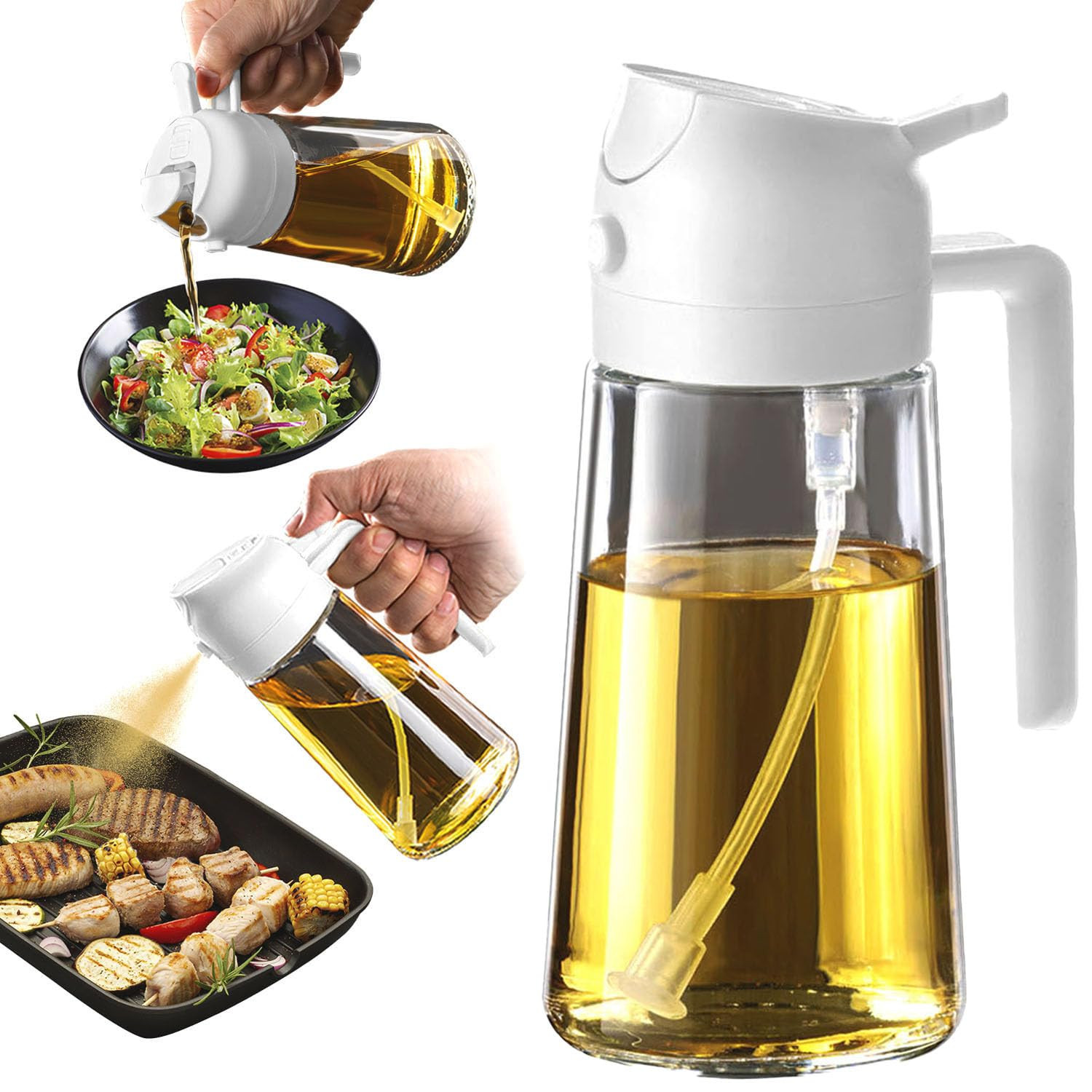 TrendPlain 16oz/470ml Glass Olive Oil Sprayer for Cooking - 2 in 1 Olive Oil Dispenser for Kitche... | Amazon (US)