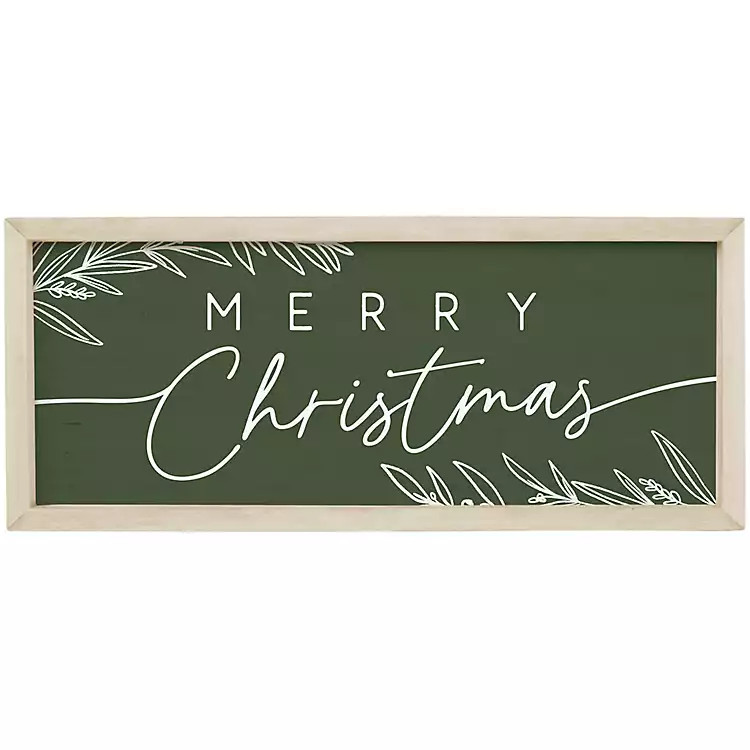 New! Green Merry Christmas Wood Framed Art Print | Kirklands