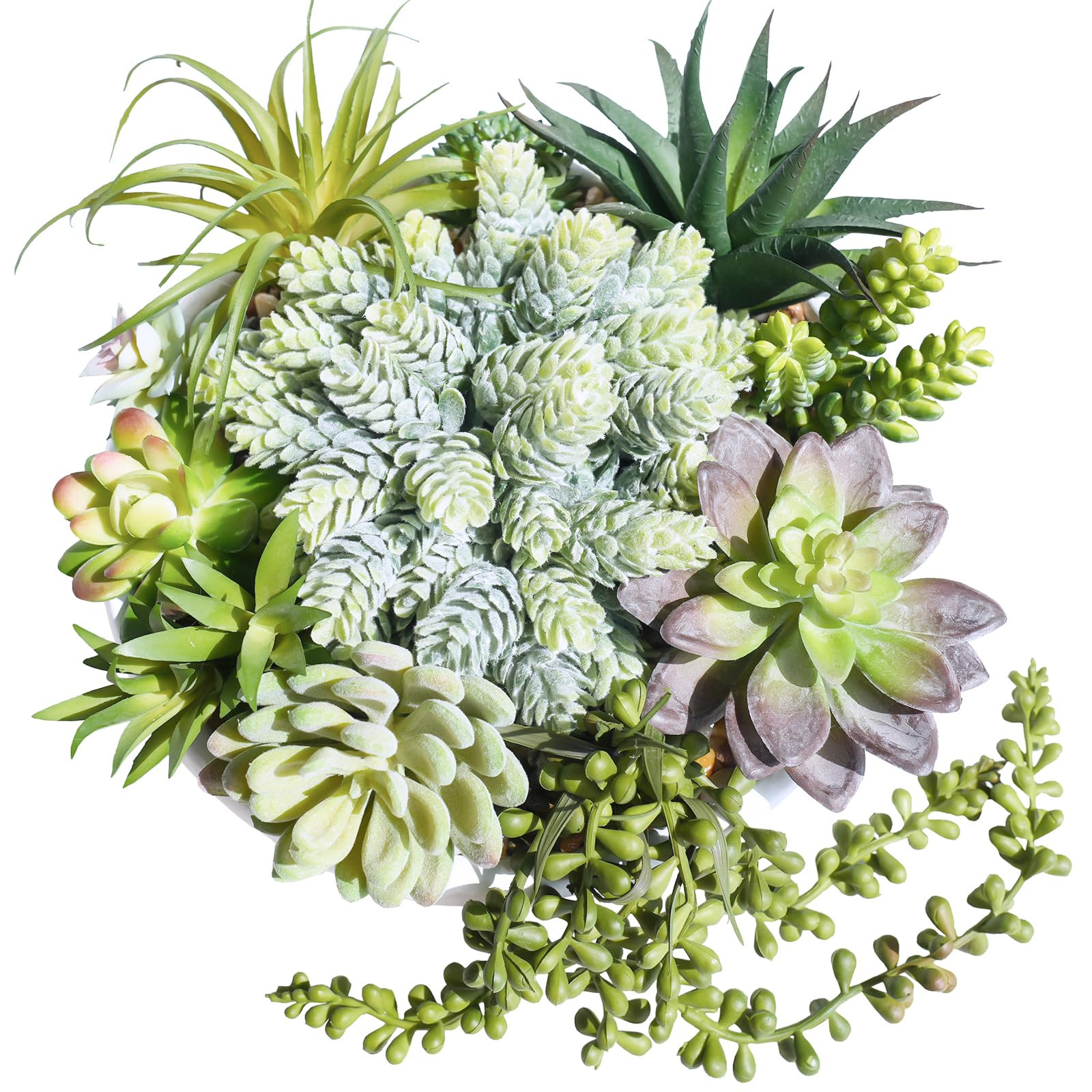 Winlyn 9" Artificial Potted Succulent Plants Arrangement Assorted Faux Succulents in White Round ... | Amazon (US)