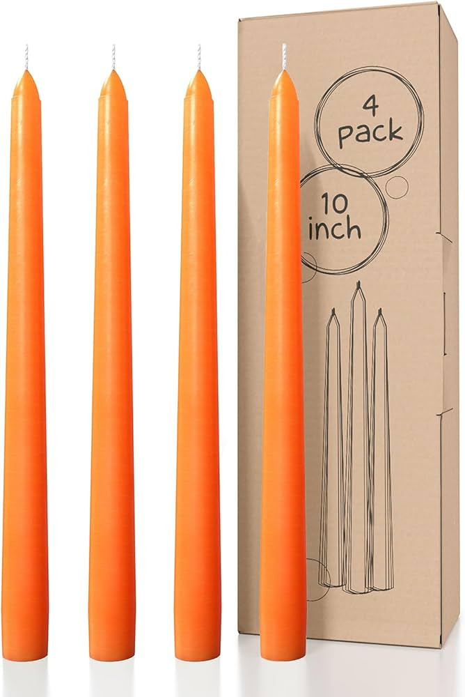 CANDWAX 10 inch Taper Candles Set of 4 - Tall Candles Unscented - Orange Candles Tapered Candle S... | Amazon (US)