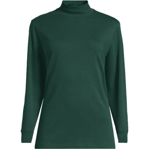 Women's Relaxed Cotton Long Sleeve Mock Turtleneck - Lands' End - Brown - XL | Lands' End (US)