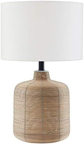 Henn&Hart 20.5" Tall Petite/Rattan Table Lamp with Fabric Shade in Natural Rattan/Brass/White, La... | Amazon (US)