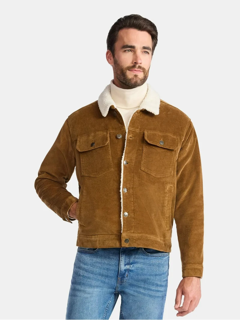 George Men's and Big Men's High Pile Denim Trucker Jacket, Size S-3XL | Walmart (US)