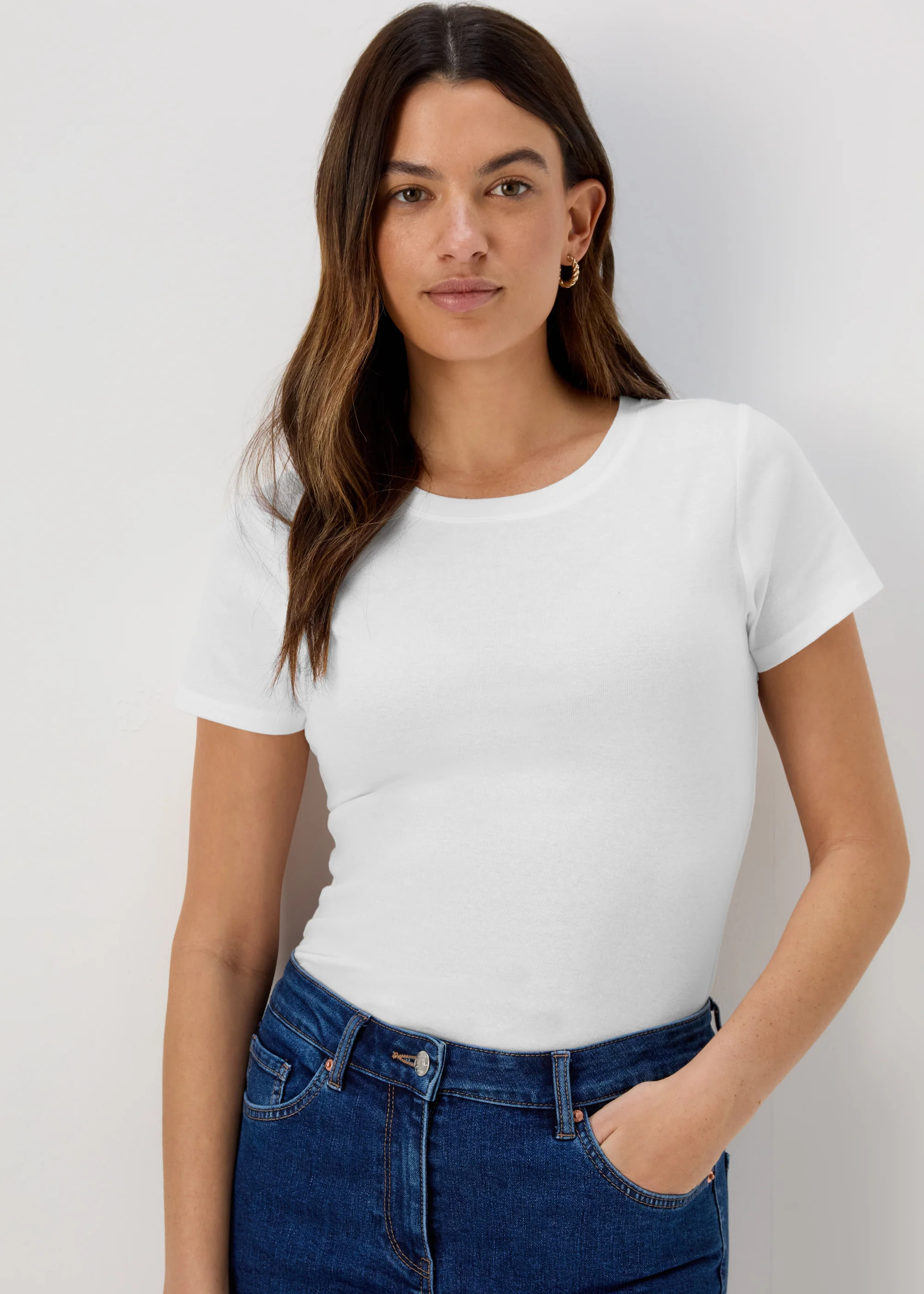 White Short Sleeve Fitted T | Matalan (UK)
