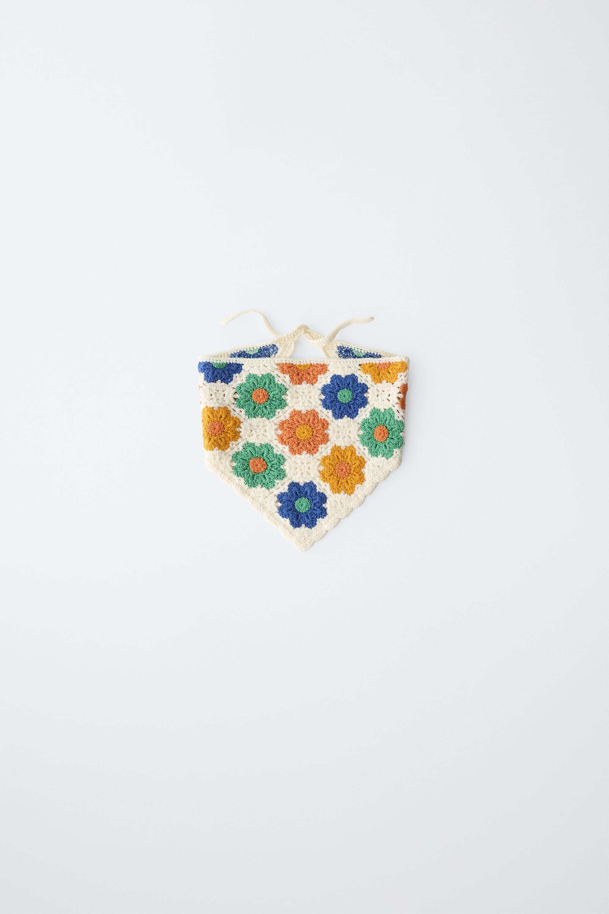 CROCHET KNIT FLORAL BANDANA | Zara US