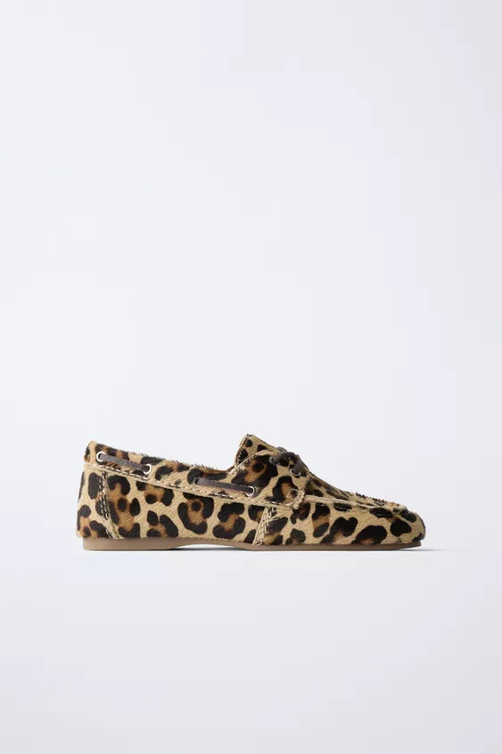 LEOPARD PRINT LEATHER DECK SHOES | Zara UK