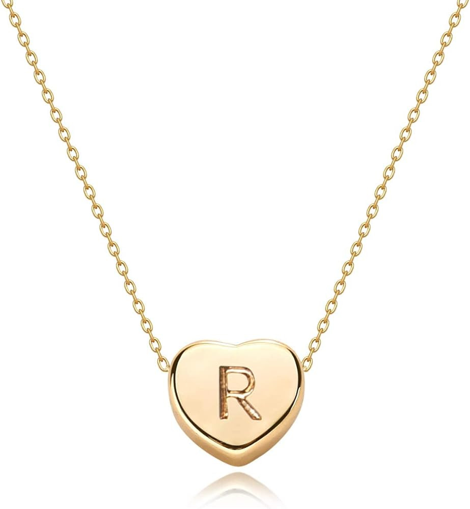 Tiny Gold Initial Heart Necklace-14K Gold Plated Handmade Dainty Letter Heart Necklace for Women ... | Amazon (US)