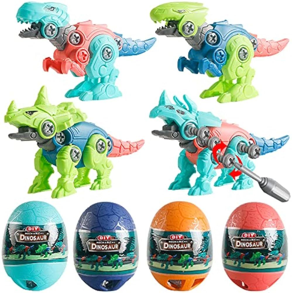 4 Pack Jumbo Dinosaur Eggs with Take Apart Dinosaur Toys Building Toys for Kids Boys Girls Easter... | Amazon (US)