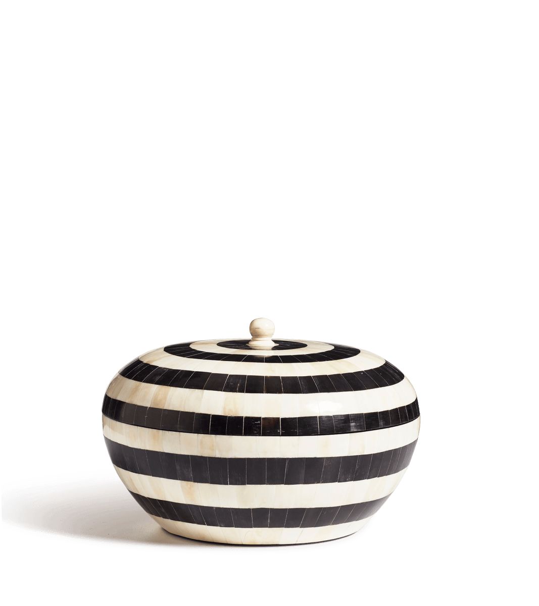 Java Bone Lidded Pot - Black/Cream | OKA US