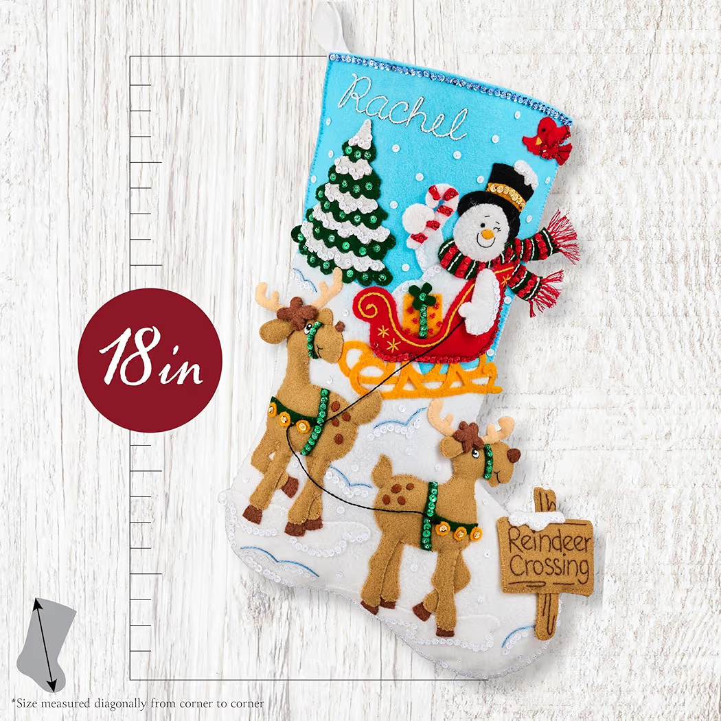 Bucilla Felt Applique 18" Stocking Making Kit, Reindeer Crossing, Perfect for DIY Arts and Crafts | Amazon (US)