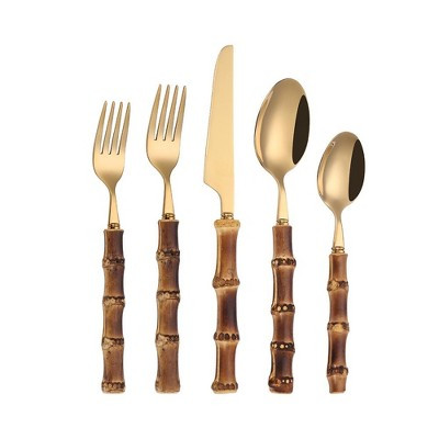 Kinor Stainless Steel Bamboo Flatware Set Gold | Target