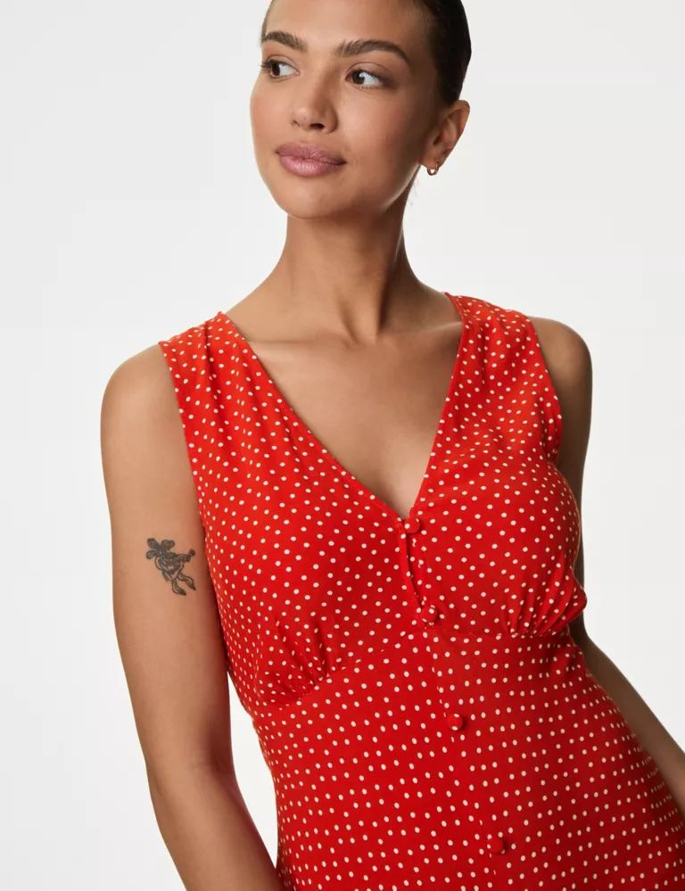 Printed V-Neck Button Front Midaxi Tea Dress | Marks & Spencer (UK)