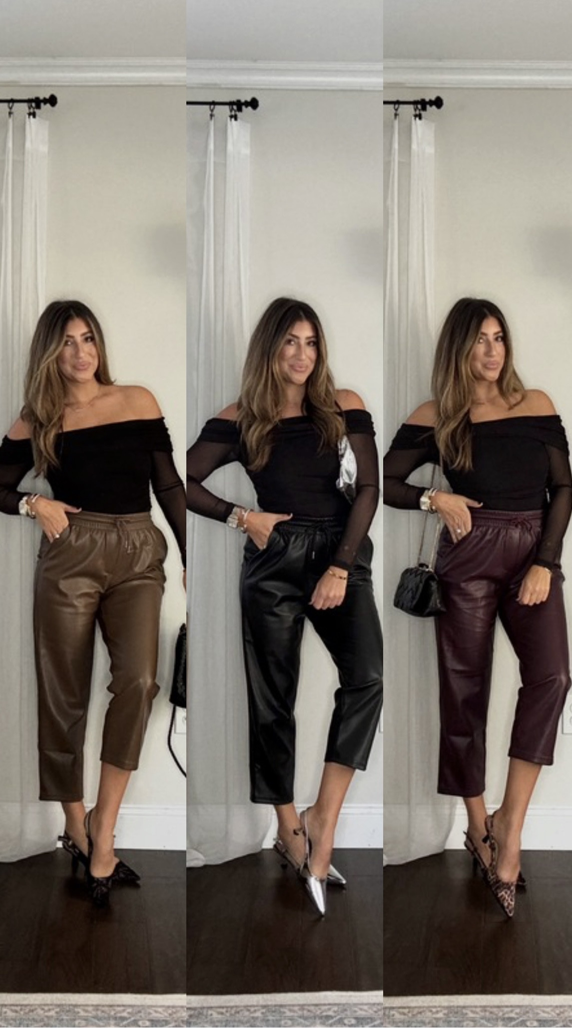 SANTINY Women's Faux Leather Pants High Waisted Straight Leg Cropped Ankle Trousers Matte Pleather Pants for Women | Amazon (US)