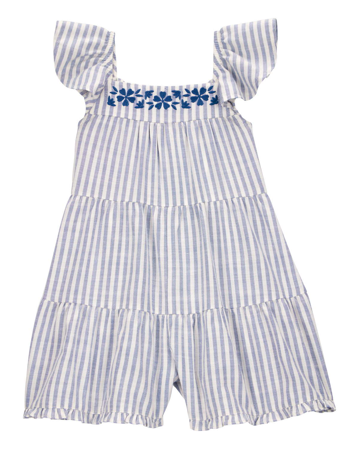 Toddler Striped Linen Look-Alike Flutter Sleeve Romper | Carter's | Carter's Inc