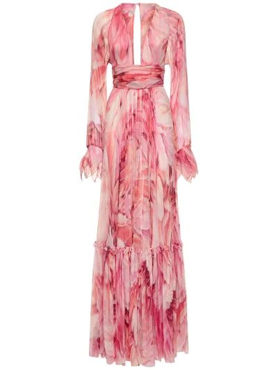 Printed lycra long dress w/knot - Roberto Cavalli - Women | Luisaviaroma | Luisaviaroma