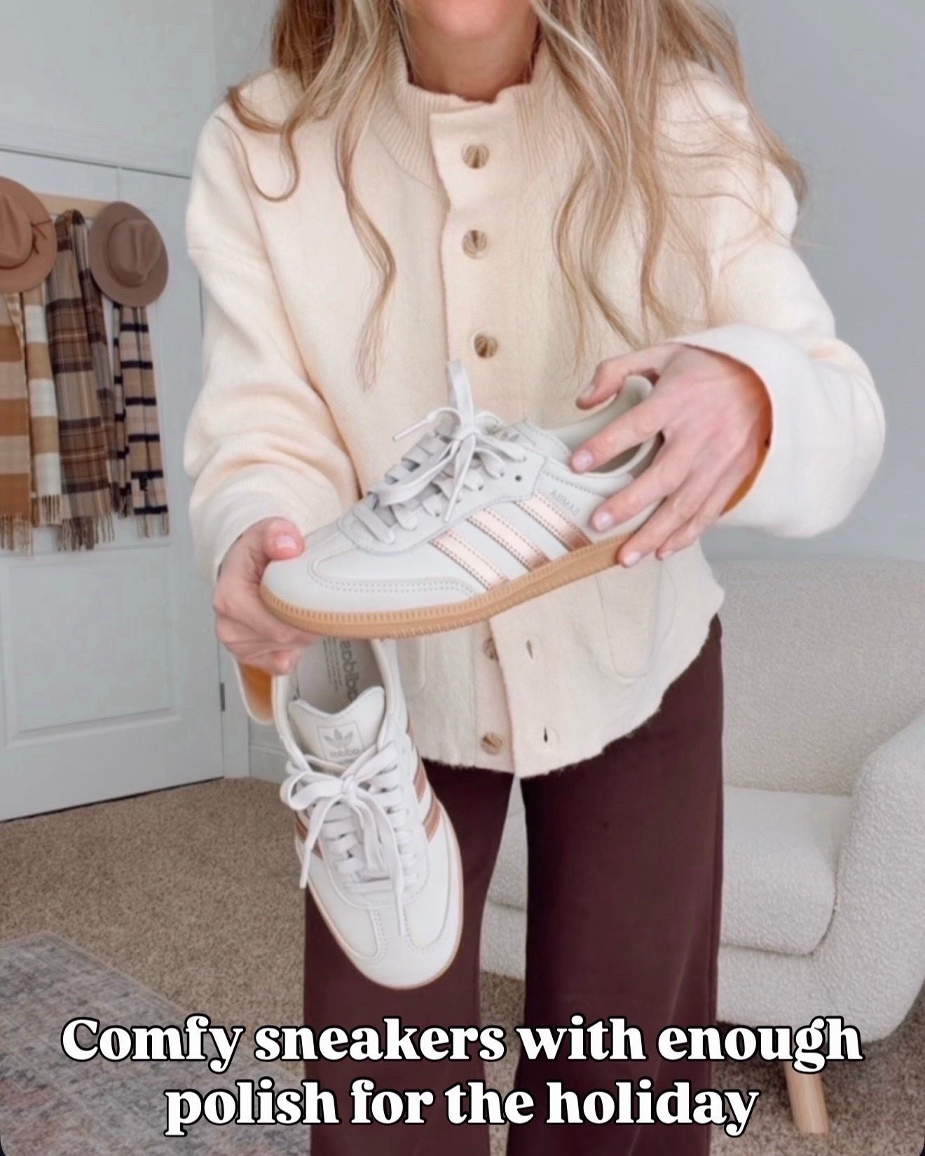 I wear these sneakers on days I want comfort but still need the outfit to look intentional. The shape and neutral detail make them work even for holiday get-togethers.

comfortable sneakers, casual holiday outfit, neutral footwear, athleisure style over 40, polished sneaker look, fall wardrobe staples

#LTKOver40 #LTKootd #LTKHoliday