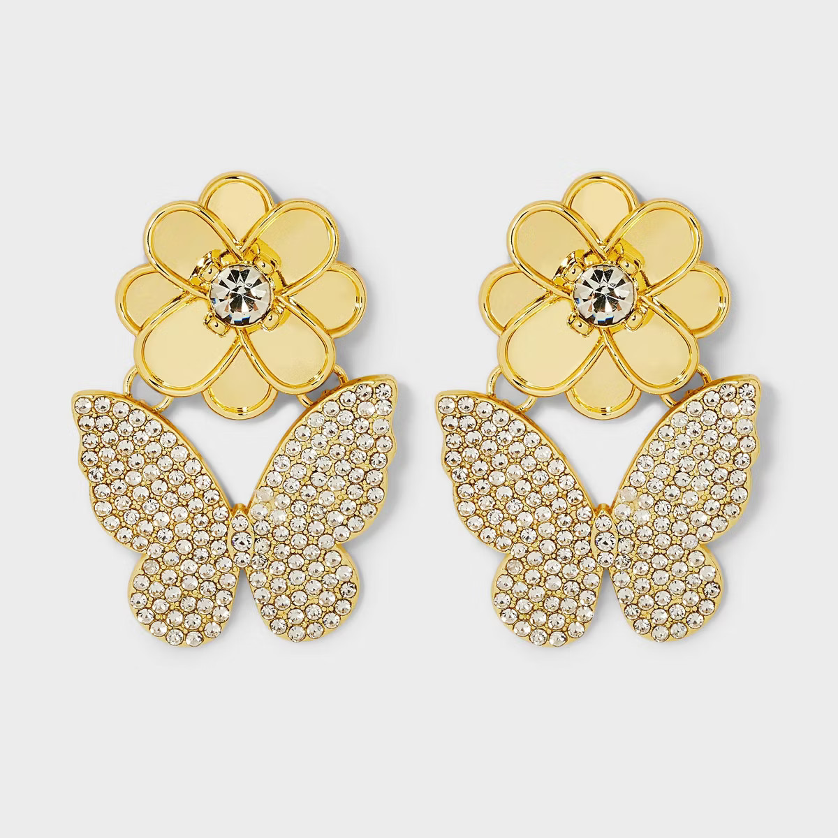 SUGARFIX by BaubleBar Butterfly and Flower Statement Earrings - Gold | Target