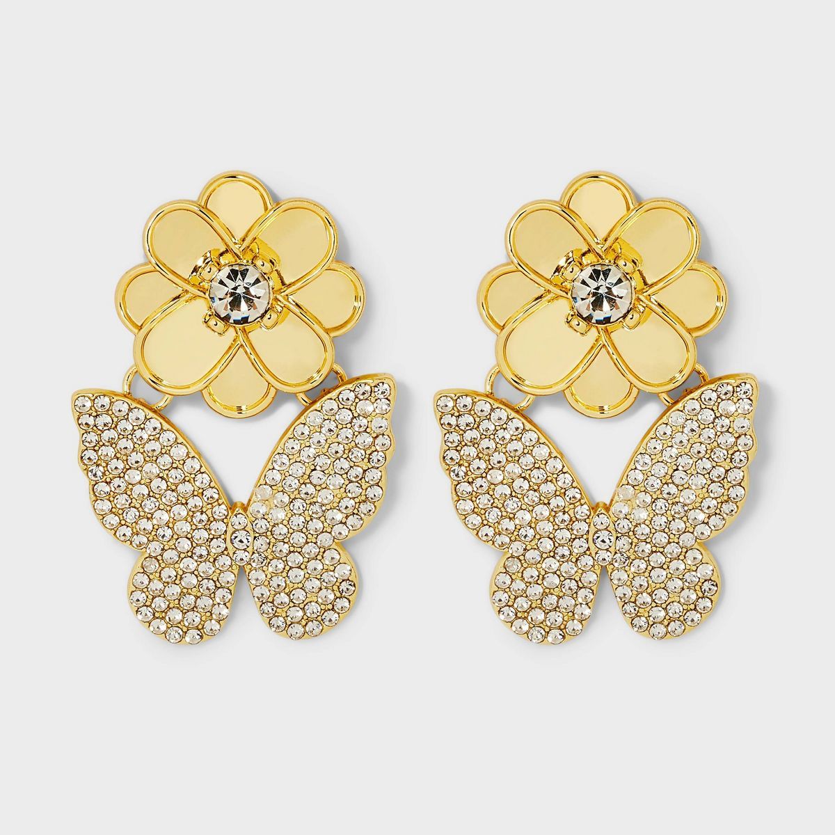 SUGARFIX by BaubleBar Butterfly and Flower Statement Earrings - Gold | Target
