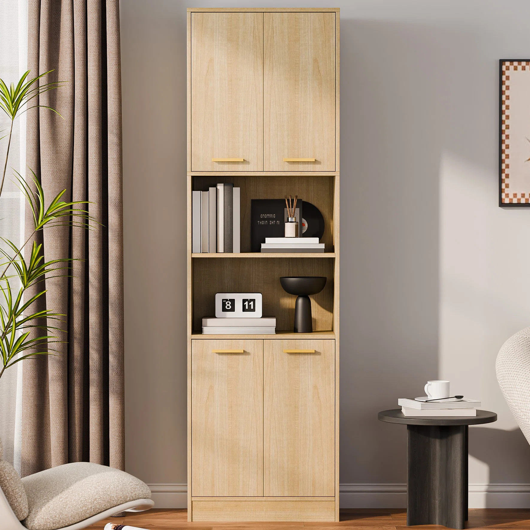 74.7'' H X 22'' W Tall Bookcase with Doors and Adjustable Shelves, 6-shelf Storage Bookshelf for ... | Wayfair North America