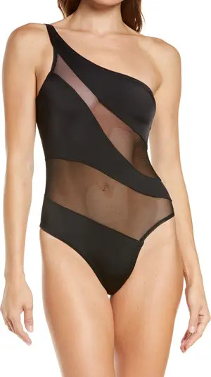 Snake Mesh One-Shoulder Swimsuit | Nordstrom