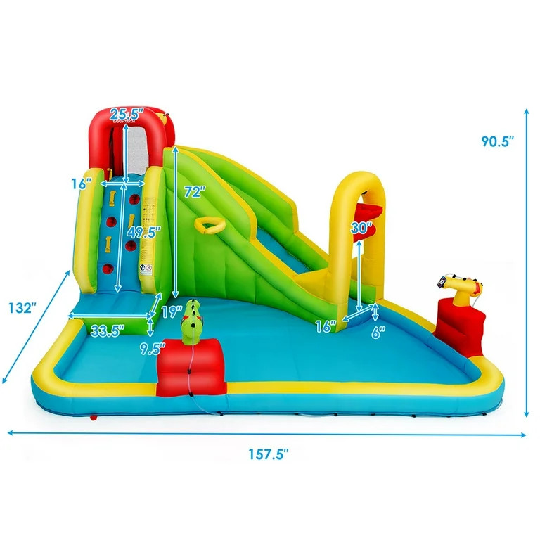 Costway Inflatable Water Slide Kids Splash Pool Bounce House without Blower | Walmart (US)