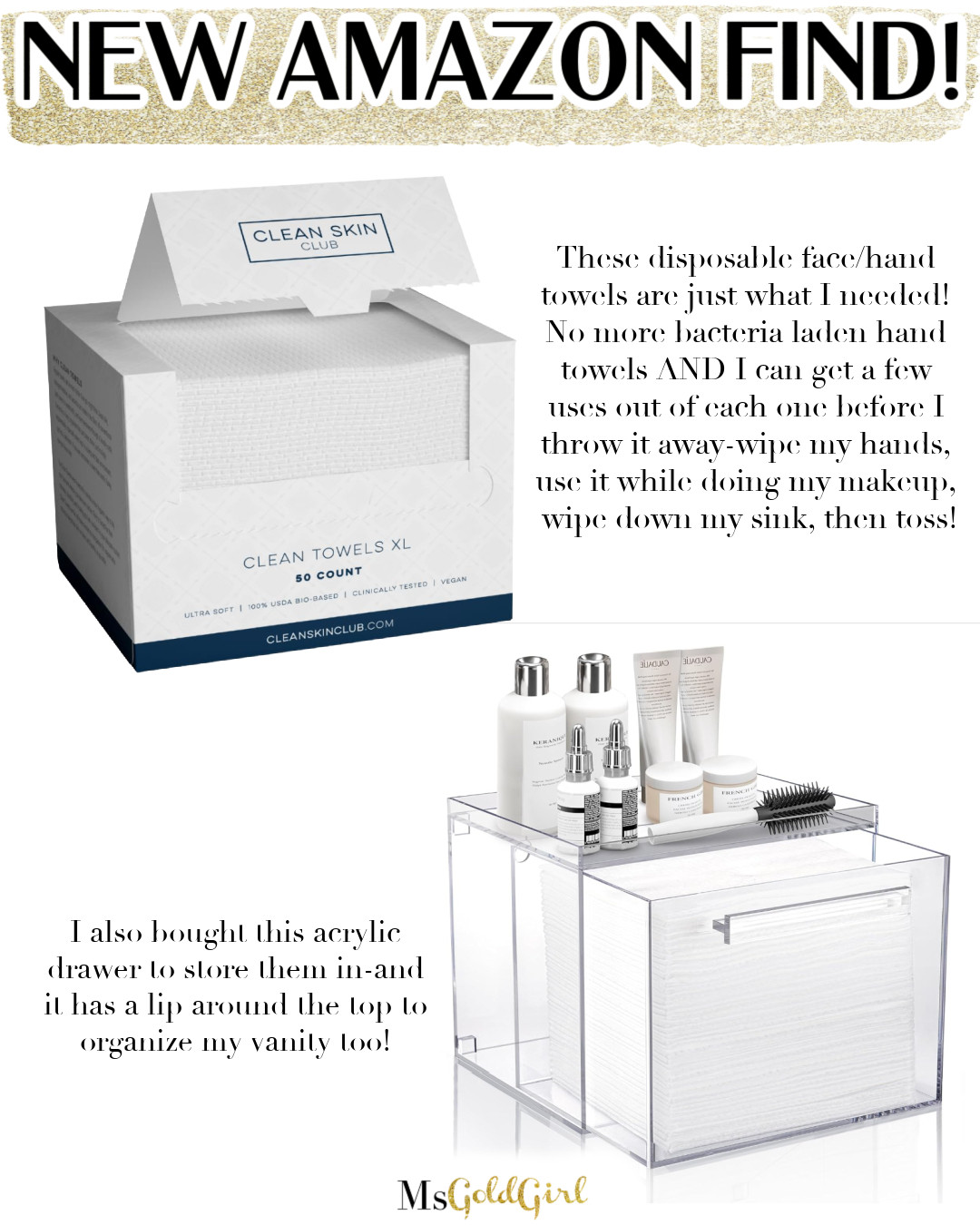 If you have struggled with staining your nice hand towels, or you are trying to avoid breakouts, or you just want an alternative to keeping paper towels in your bathroom, these disposable face towels and coordinating acrylic holder are just what you need! It would look great in a powder room/guest bath too!

Amazon finds, home decor, primary bathroom, bathroom decor, home finds  

 #LTKHome #LTKFindsUnder50