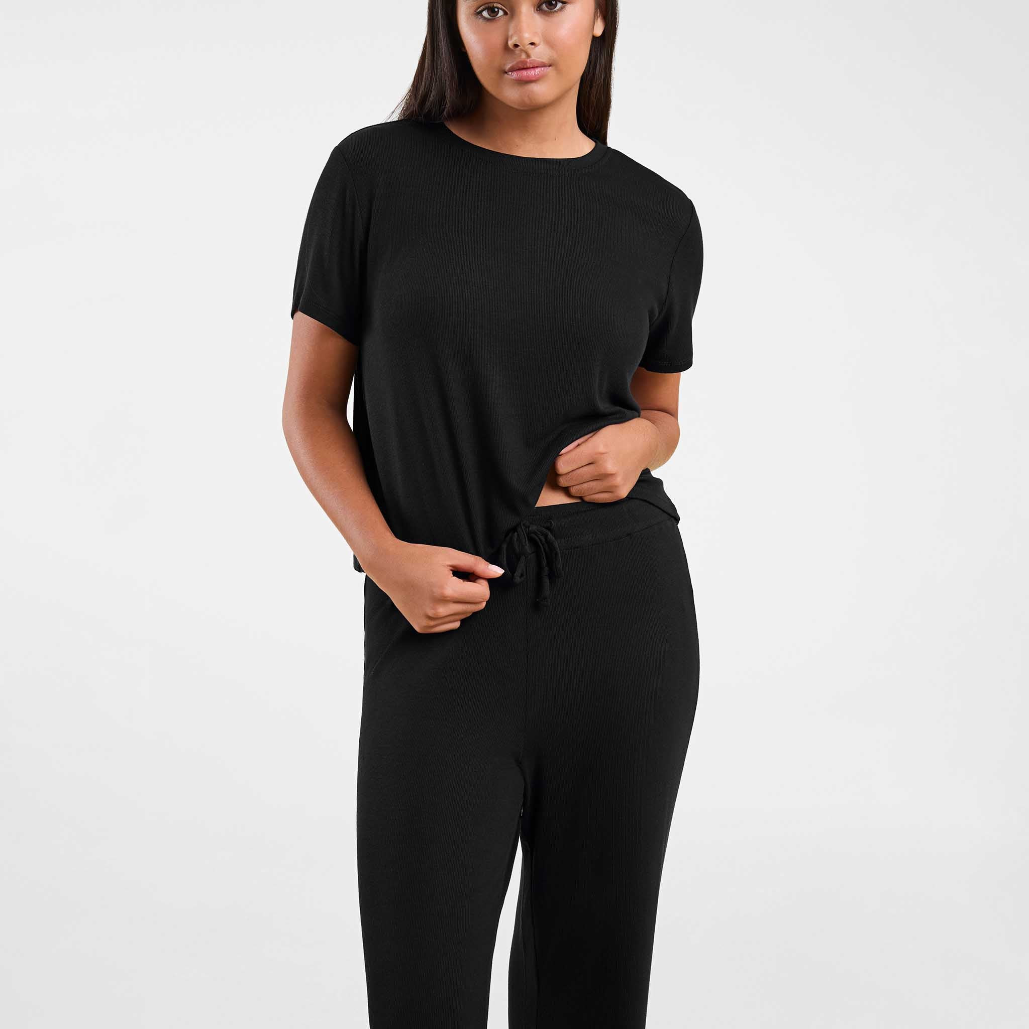 Ribbed Pajama Set | Black | Nuuds US