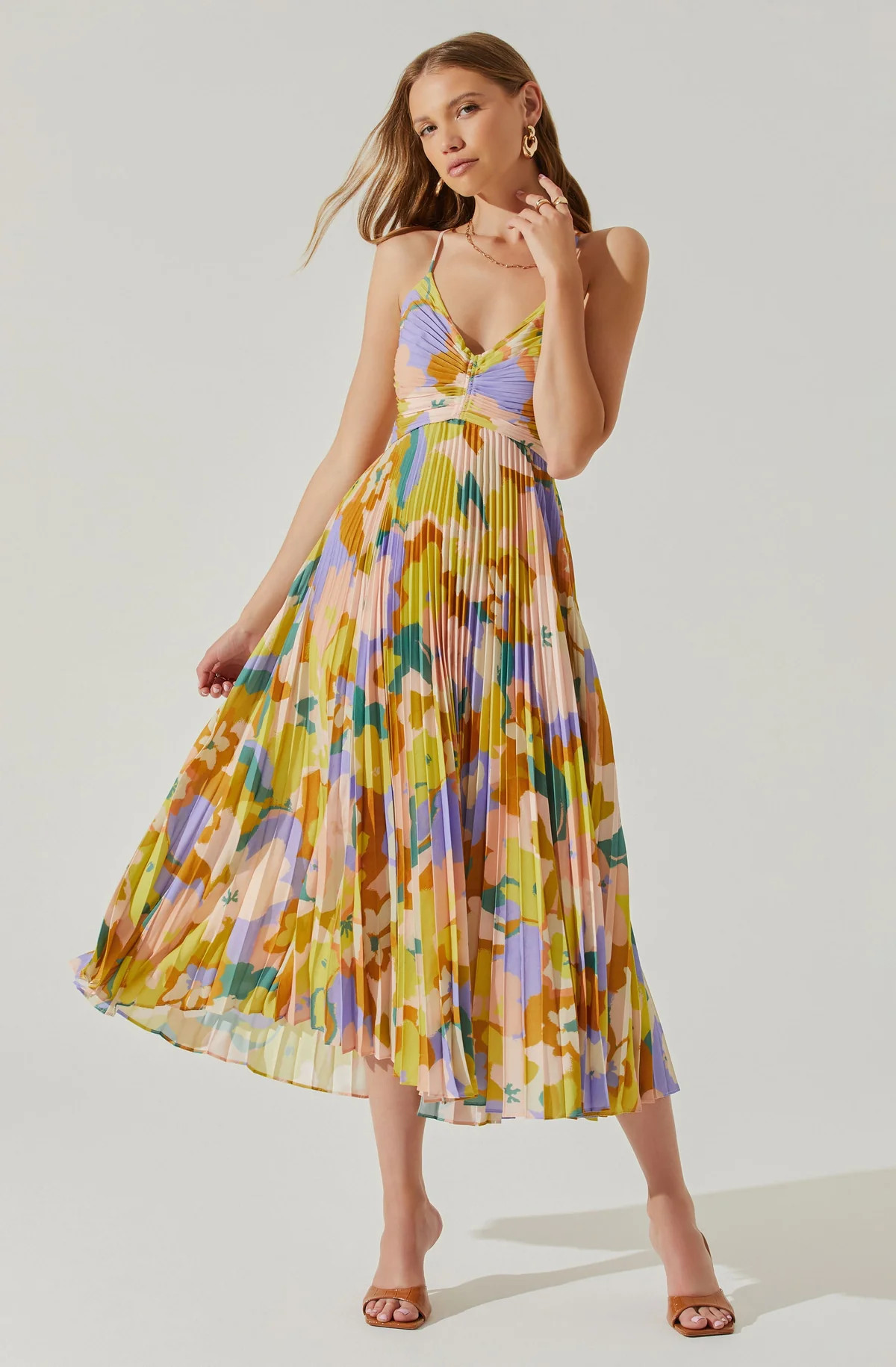 Blythe Floral Plisse Midi Dress | ASTR The Label (US)