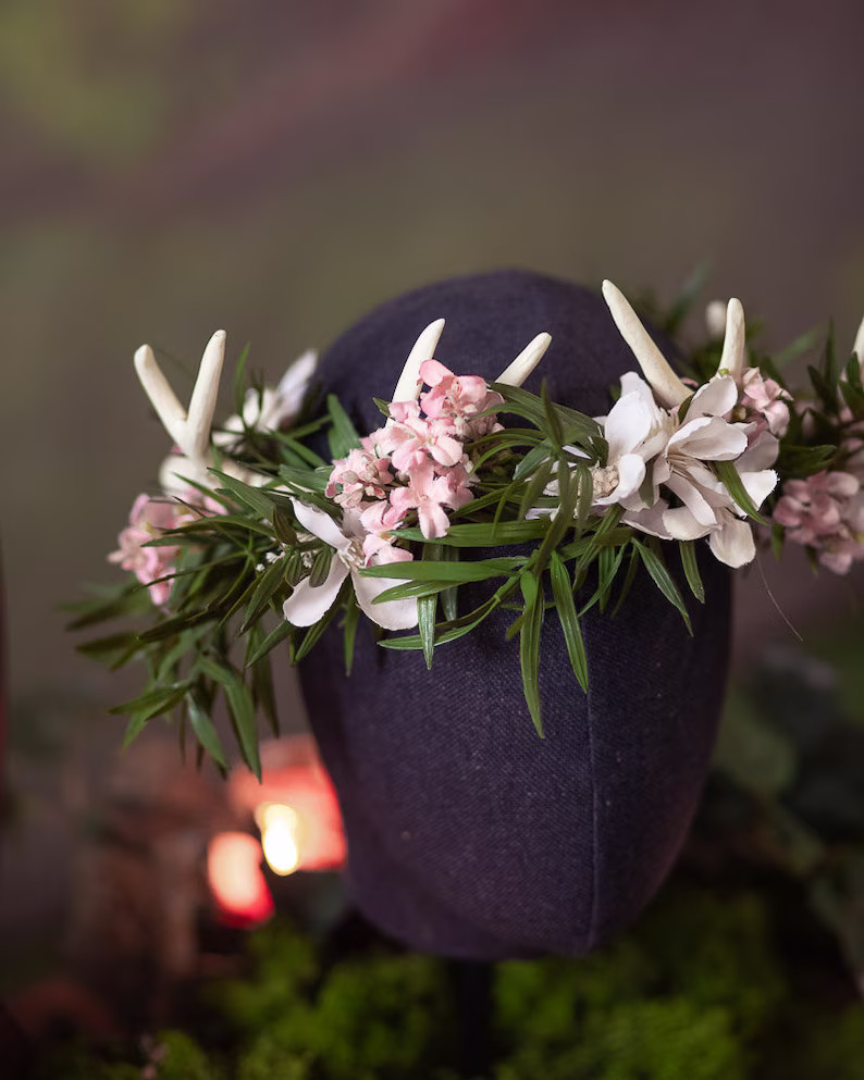 Elven Crown, White Antlers Deer Horns , Forest Elf Crown , Druid Circlet - Etsy | Etsy (US)