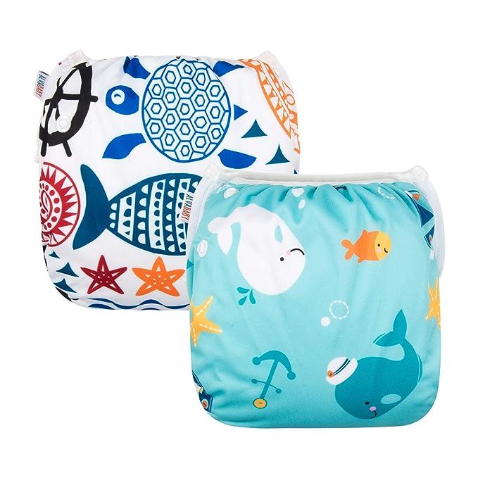 ALVABABY Swim Diapers 2pcs Reuseable for Boys and Girls 0-2 Years Baby Boy DYK05-06 | Amazon (US)