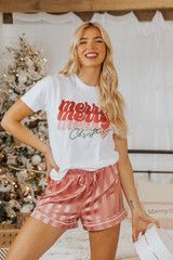 White "Merry Christmas" Short Sleeve Graphic Tee | Magnolia Boutique