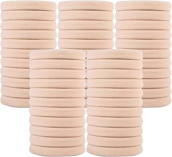 Qarwayoc 50PCS Large Blonde Hair Ties, Seamless Hair Bands, Soft Elastic Hair Ponytail Holders, N... | Amazon (US)