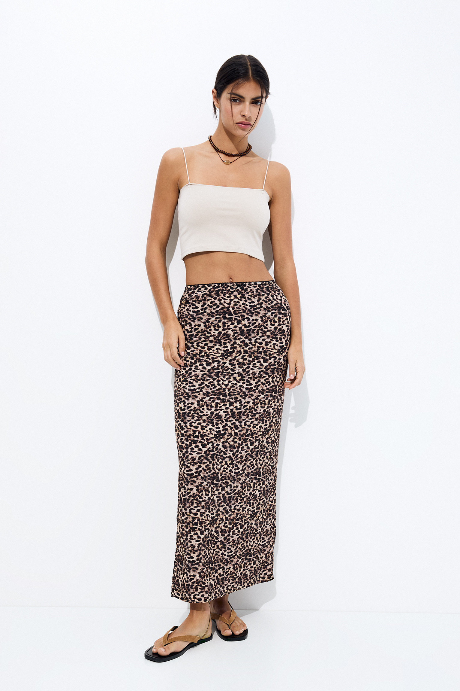 Leopard print midi skirt | PULL and BEAR UK