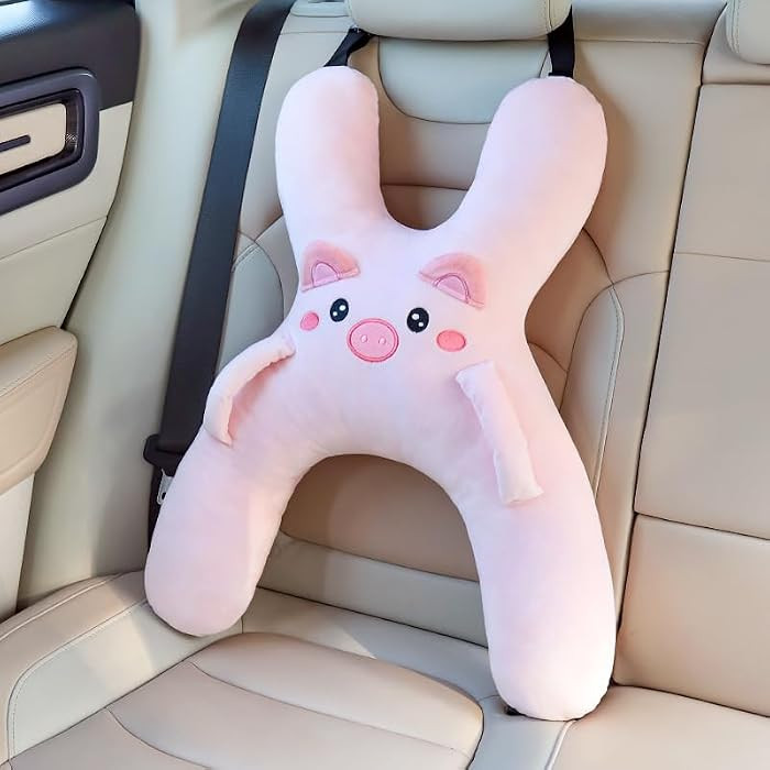 Car Pillow for Travel Animal-Themed Car Seat Cushion with Safety Belt Protector Soft Plush Materi... | Amazon (US)