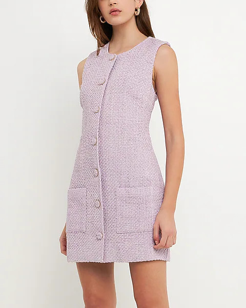 Endless Rose Tweed Sleeveless Shift Dress | Express