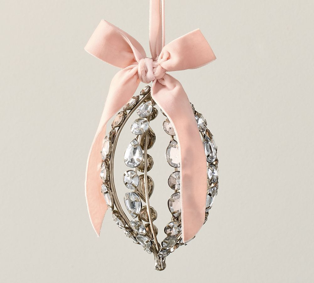 LoveShackFancy Crystal Bow Oval Ornament | Pottery Barn (US)