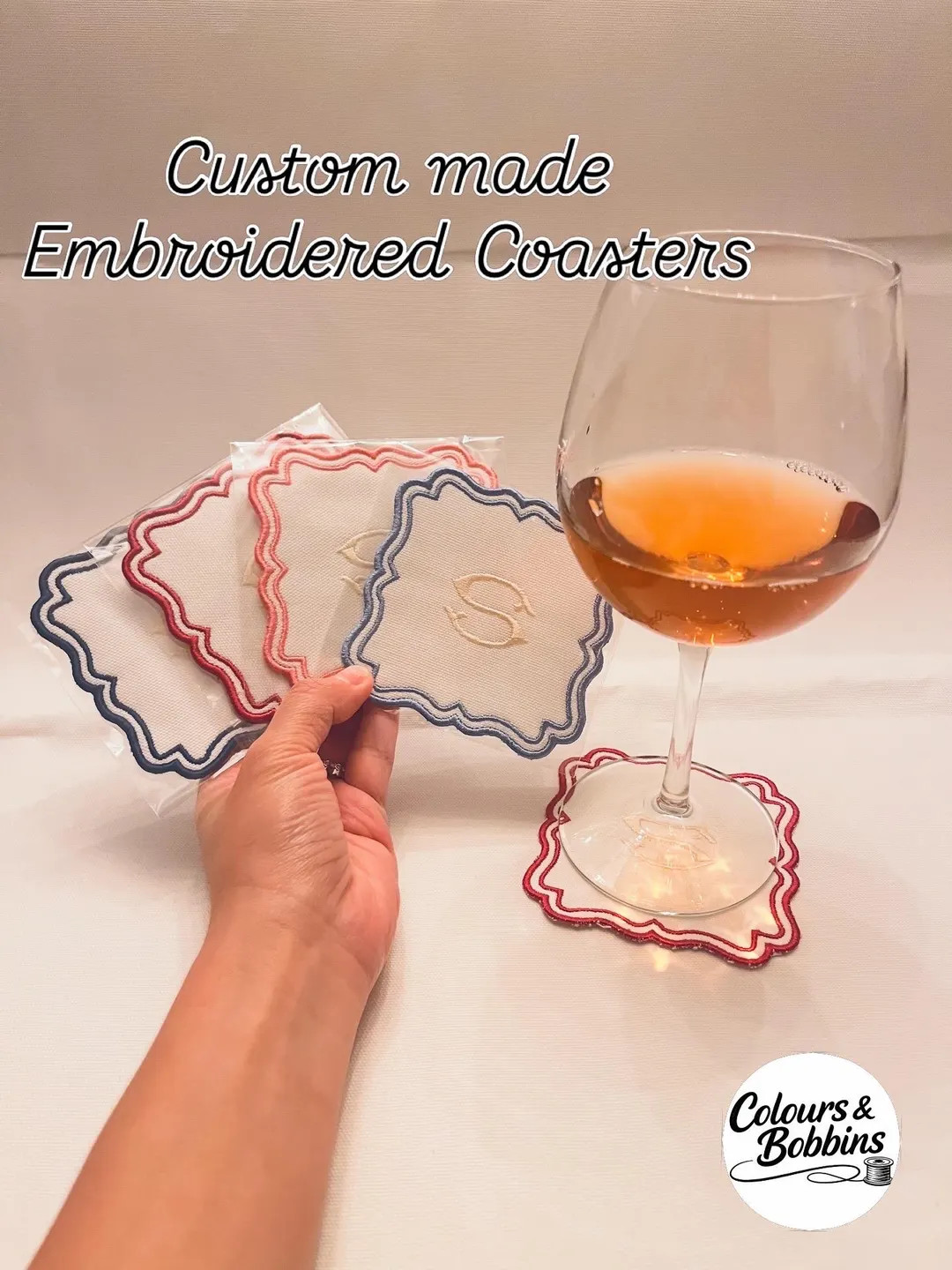 Custom Embroidered Set of Coasters - Etsy | Etsy (US)