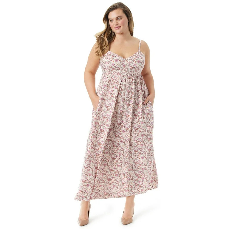Jessica Simpson Women's and Women's Plus Open Back Maxi Cami Dress | Walmart (US)