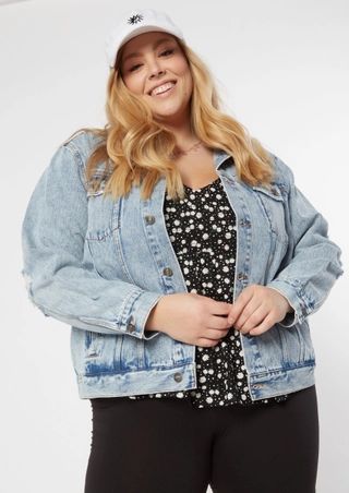 Plus Light Wash Oversized Boyfriend Jean Jacket | rue21