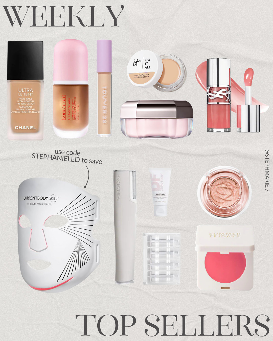 This week's top sellers according to you! These are the beauty and skincare products/tools you have been loving. Use code STEPHANIELED to save on my favorite red light mask! 

 #LTKSeasonal #LTKOver40 #LTKBeauty